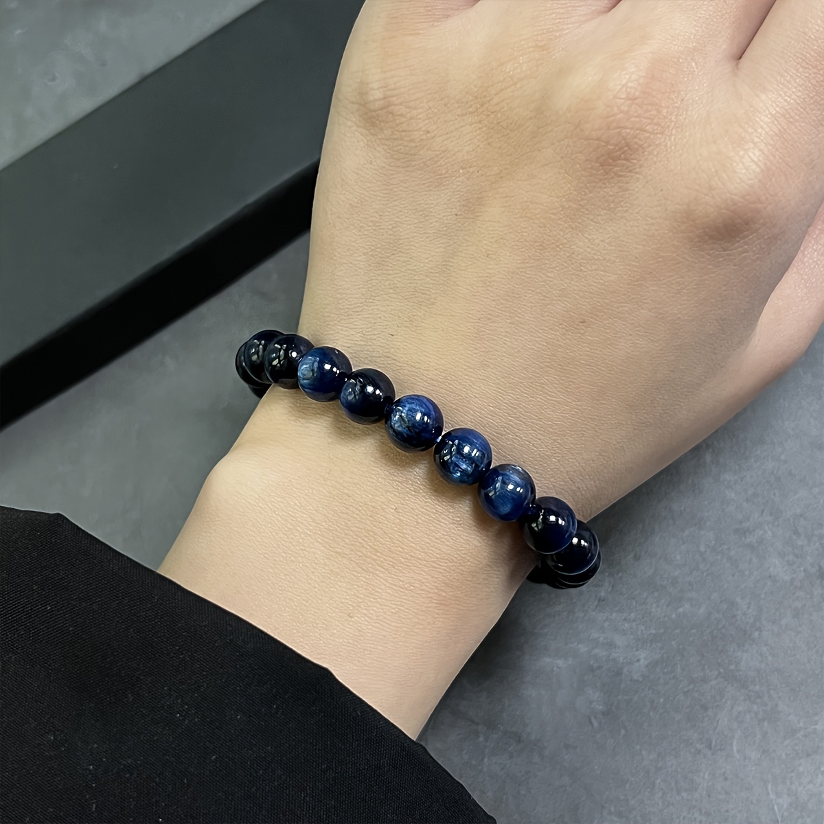 AAA Natural Kyanite Beaded Bracelet 8mm Round Crystal Stones Reiki Infused